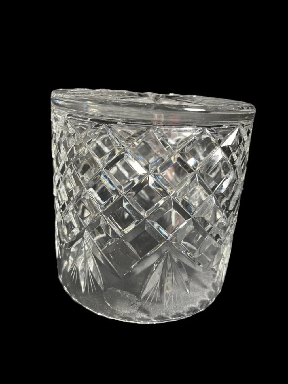 Vintage Heavy Lead Crystal Covered Biscuit Barrel Candy Jar 7 1/2